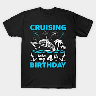 Kids 4 Year Old Birthday Cruising Into My 4th Birthday T-Shirt